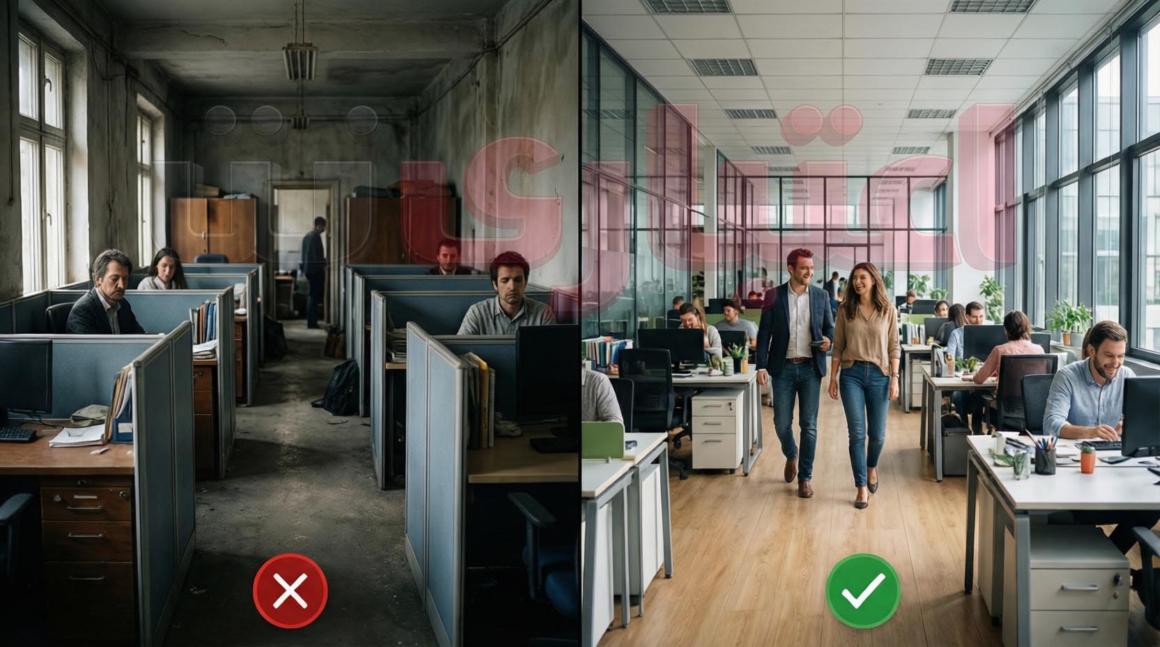 تفاوت ادارات و دفاتر کاری قدیم و جدید در نور و مبلمان اداری